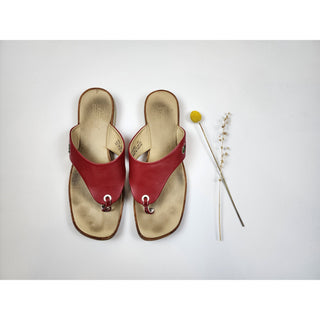 Lacoste red leather thongs "Opal" style size 39.5 Lacoste preloved second hand clothes 3