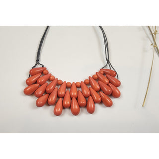 Elk coral pink wooden teardrop-shaped cluster of beads Elk preloved second hand clothes 3