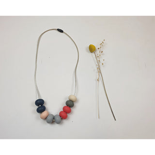 Colourful rubber feel beaded necklace with grey non-leather twine Unknown preloved second hand clothes 1