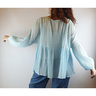 Gorman blue cotton oversize long sleeve top size 10 Gorman preloved second hand clothes 6