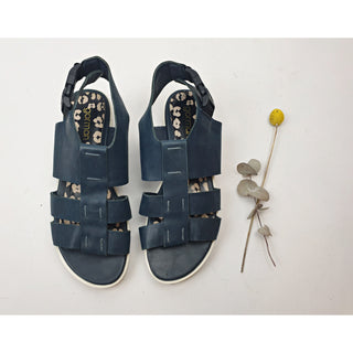 Gorman navy leather sandals with white low wedge soles size 37 Dear Little Panko preloved second hand clothes 2