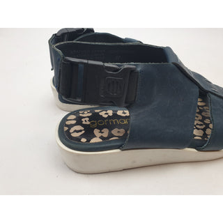 Gorman navy leather sandals with white low wedge soles size 37 Dear Little Panko preloved second hand clothes 6