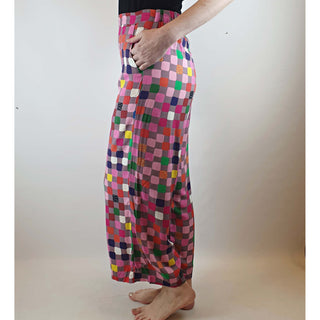 Doops pre-owned colourful square print light weight straight leg pants size XS (best fits size 6) Doops preloved second hand clothes 5