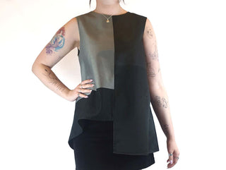 Keegan black and grey unique asymmetrical sleeveless top size L (fits sizes 12-14) Keegan preloved second hand clothes 2