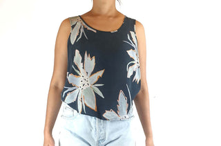 Gorman 100% silk blue floral print cropped sleeveless top size 10 Gorman preloved second hand clothes 1