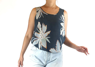 Gorman 100% silk blue floral print cropped sleeveless top size 10 Gorman preloved second hand clothes 3