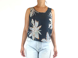 Gorman 100% silk blue floral print cropped sleeveless top size 10 Gorman preloved second hand clothes 2