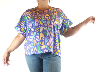 Hetho and Co purple print top size L/XL with tags Hetho and Co preloved second hand clothes 1