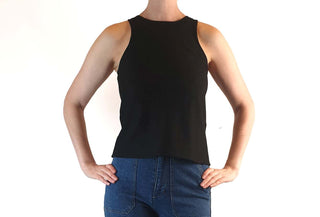 Alpha 60 preloved black 100% cotton cropped sleeveless top size XXS (best fits size 6) Alpha 60 preloved second hand clothes 3