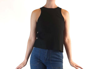 Alpha 60 preloved black 100% cotton cropped sleeveless top size XXS (best fits size 6) Alpha 60 preloved second hand clothes 1