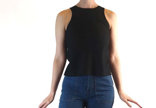 Alpha 60 preloved black 100% cotton cropped sleeveless top size XXS (best fits size 6) Alpha 60 preloved second hand clothes 2