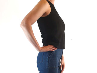Alpha 60 preloved black 100% cotton cropped sleeveless top size XXS (best fits size 6) Alpha 60 preloved second hand clothes 5
