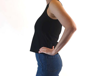 Alpha 60 preloved black 100% cotton cropped sleeveless top size XXS (best fits size 6) Alpha 60 preloved second hand clothes 6