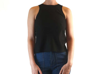 Alpha 60 preloved black 100% cotton cropped sleeveless top size XXS (best fits size 6) Alpha 60 preloved second hand clothes 4