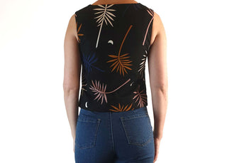 Gorman x Muirela Ruiz cropped black sleeveless top with fern print size 6 Gorman preloved second hand clothes 7