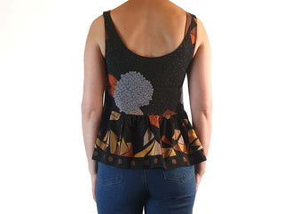 Obus black sleeveless top with stunning print and wooden buttons size 1 (best fits 6) Obus preloved second hand clothes 7