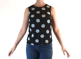 Gorman navy sleeveless top with blue polka dots size 6 Gorman preloved second hand clothes 2