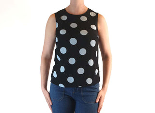 Gorman navy sleeveless top with blue polka dots size 6 Gorman preloved second hand clothes 3