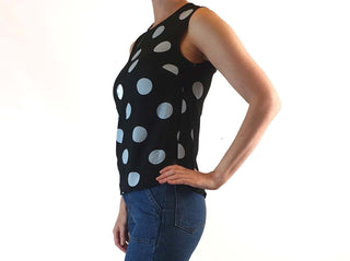 Gorman navy sleeveless top with blue polka dots size 6 Gorman preloved second hand clothes 6