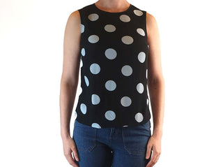 Gorman navy sleeveless top with blue polka dots size 6 Gorman preloved second hand clothes 4