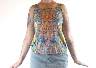 Elm colourful sleeveless scoop neck top size 12 Elm preloved second hand clothes 1