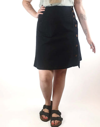 Lush black denim skirt with contrasting front buttons size 14 (best fits 12-14) Lush preloved second hand clothes 4