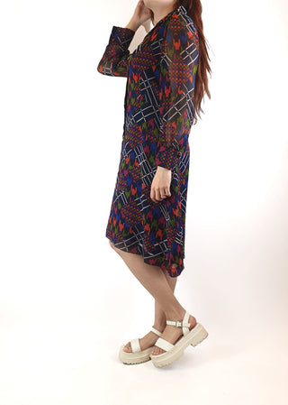 Colourful long sleeve shirt dress fits size 10 Unknown preloved second hand clothes 6