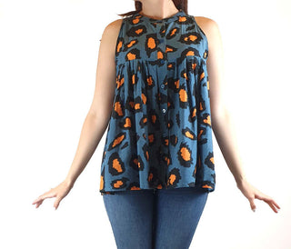 Gorman blue oversize sleeveless shirt top with animal print size 10 Gorman preloved second hand clothes 4