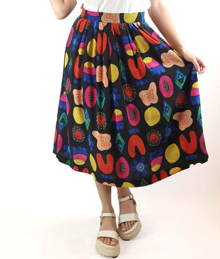Gorman + Liz Payne colourful 100% silk skirt size 10 Gorman preloved second hand clothes 1