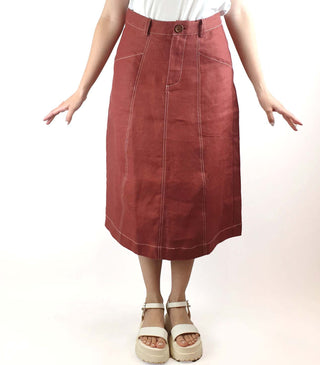 Nancybird red linen skirt size S / AU 10 Nancybird preloved second hand clothes 2