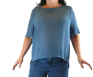 Elk blue semi-sheer top with tee shirt length sleeves size XL (best fits size 16) Elk preloved second hand clothes 2