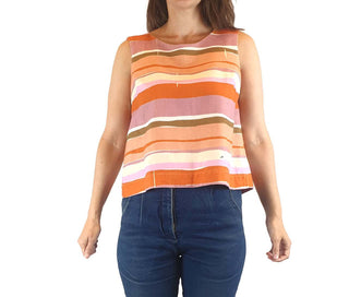 Obus pink striped sleeveless cropped top size 1 (best fits 8) Obus preloved second hand clothes 4