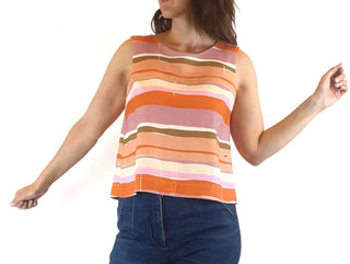 Obus pink striped sleeveless cropped top size 1 (best fits 8) Obus preloved second hand clothes 1