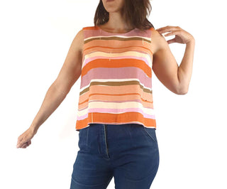 Obus pink striped sleeveless cropped top size 1 (best fits 8) Obus preloved second hand clothes 3