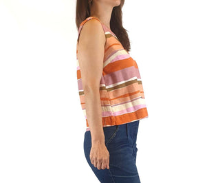Obus pink striped sleeveless cropped top size 1 (best fits 8) Obus preloved second hand clothes 6
