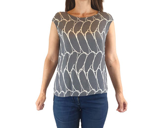 Elk grey print cap sleeve top size XS (fits 6-8) Elk preloved second hand clothes 4