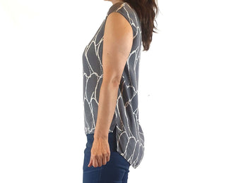 Elk grey print cap sleeve top size XS (fits 6-8) Elk preloved second hand clothes 5