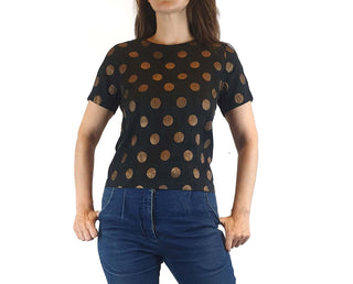 Gorman black raw silk top with gold polka dots size 10 (small fit, best fits 8) Gorman preloved second hand clothes 2