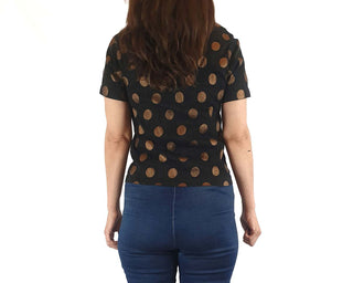 Gorman black raw silk top with gold polka dots size 10 (small fit, best fits 8) Gorman preloved second hand clothes 6