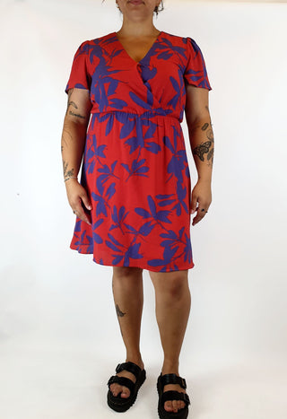 Leona Edminston red and purple print dress size 14 (as new with tags) Leona Edminston preloved second hand clothes 4