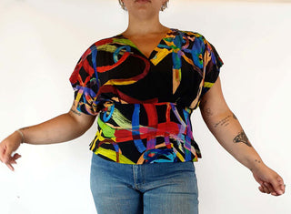 Elk colourful wrap style top size 16 Elk preloved second hand clothes 3