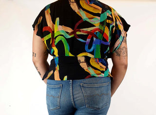 Elk colourful wrap style top size 16 Elk preloved second hand clothes 8
