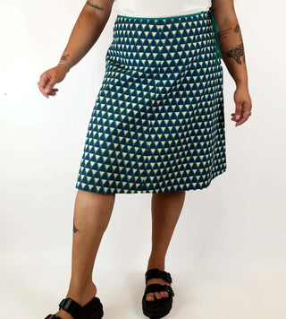 Maiocchi blue and green print A-line skirt size 16 Maiocchi preloved second hand clothes 4