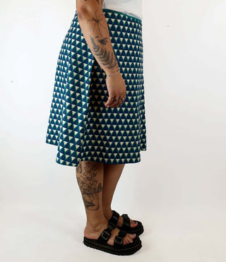 Maiocchi blue and green print A-line skirt size 16 Maiocchi preloved second hand clothes 6