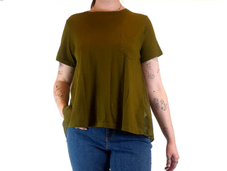 Gorman green cotton top with semi-sheer back detail size 12 Gorman preloved second hand clothes 4