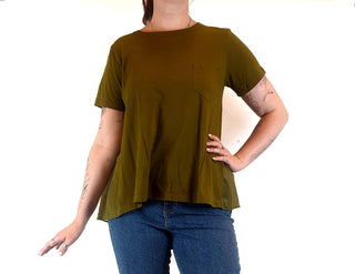 Gorman green cotton top with semi-sheer back detail size 12 Gorman preloved second hand clothes 2