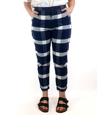 Kowtow blue and white check print pants size M Kowtow preloved second hand clothes 4