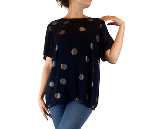 Navy top with lovely gold polka dots best fits size 10 Unknown preloved second hand clothes 2