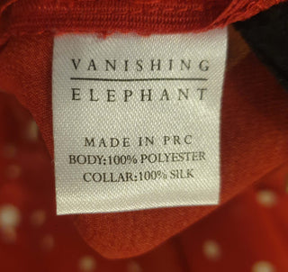 Vanishing Elephant red polka dot top with blue peter pan collar size S Vanishing Elephant preloved second hand clothes 12