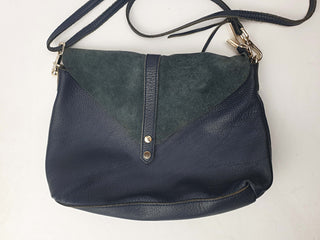 Navy leather bag with blue suede front detail Unknown preloved second hand clothes 7